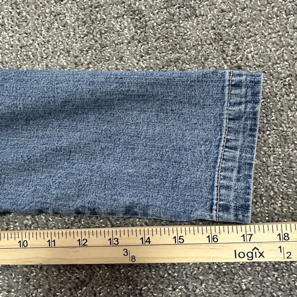 Ethyl Vintage Denim Blazer Jacket ~ Women's LARGE ~Medium Wash Stretch Y2K Retro - Picture 11 of 11